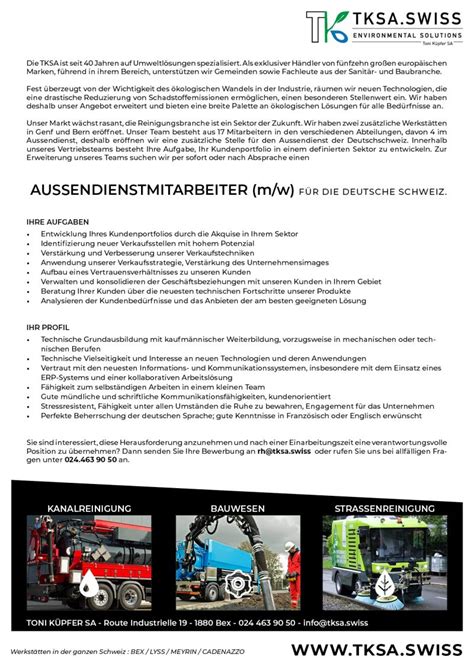 Ihr Stellenangebot für eine/einen Außendienstmitarbeiter.